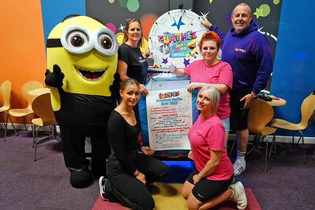 Charity raffle at Jimmy Beans play centre in Sutton. Owners Janine Ryde and Chris Buck are joined by staff, Kasi Brabbin, Aimee Nun and Charlotte Scothern.