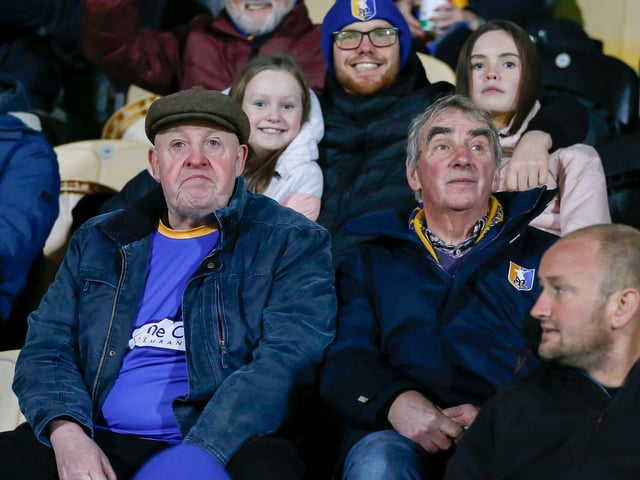 Some of the Mansfield Town fans who headed to Burton for the EFL Trophy defeat.
