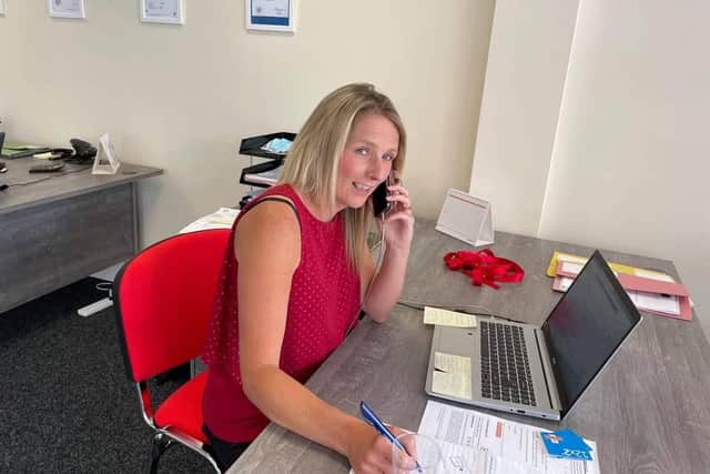 Jessica Backlock hard at work at the English Rose Estate Agents Ltd