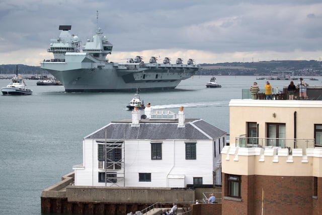 HMS Queen Elizabeth leaves Portsmouth on September 9. Picture: Andrew Matthews/PA Wire