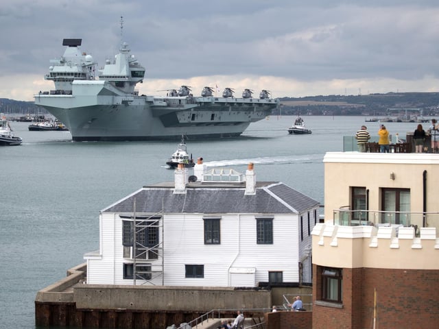 HMS Queen Elizabeth leaves Portsmouth on September 9. Picture: Andrew Matthews/PA Wire