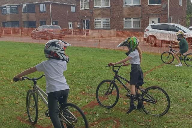Warsop Wheelies, a BMX club for all ages, were running cycling activities for children (and adults) on Mansfield Road.