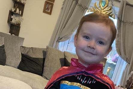 Darcie Worboys, age 3, from Mansfield, is dressed as Anna from Frozen.