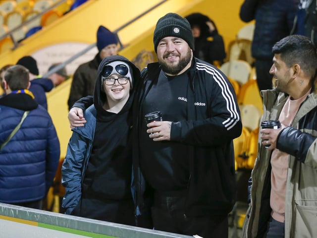 Mansfield Town fans are pictured before the defeat to Bradford City.