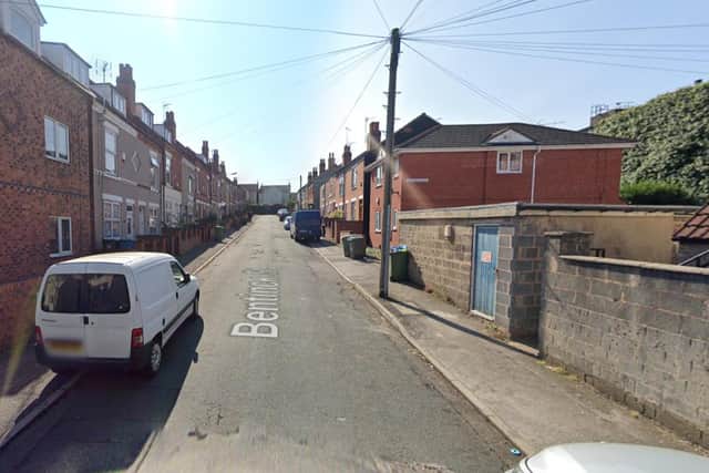 The officer was responding to reports of a fight in Bentinck Street, Mansfield (google)