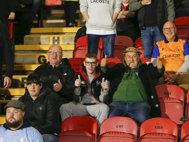 Stags fans during the Papa John's Trophy match against Grimsby Town.