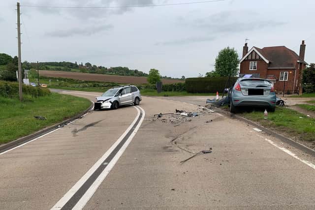 Police arrested a man on suspicion of drink-driving after this head-on crash in Ravenshead
