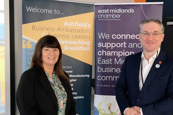 Diane Beresford, East Midlands Chamber and Cllr Matt Relf from Ashfield District Council