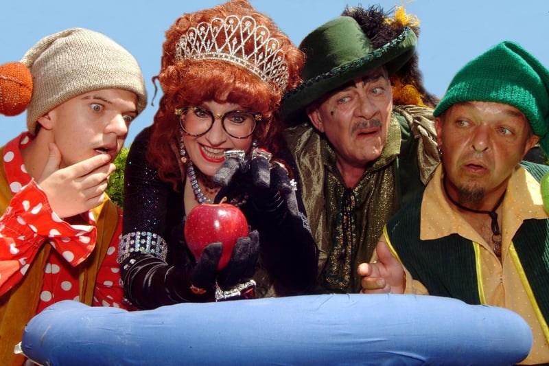 Mansfield Palace Theatre launched Snow White and The Severn Dwarfs in 2006. Pictured L to R; Dean Whatton who plays one of the dwarfs, Su Pollard as the Wicked Queen, Henchman Shaun Curry and dwarf Dan Blackner.