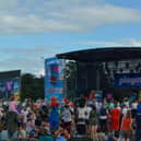 Main stage and crowd at 2023 Gloworm Festival