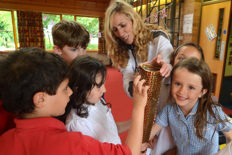 Pupils at Prospect Hill Infant School had the chance to take a close look at Michele Harrop's Olympic Torch.