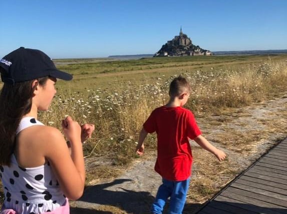 Amy took this photo as she and her family walked towards Le Mont St Michel in Normandy, France.