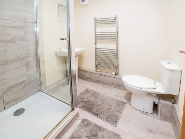 Having a Jack & Jill style bathroom accessed from bedroom 1 and bedroom 3. Comprising of a shower, separate bath, toilet and sink.