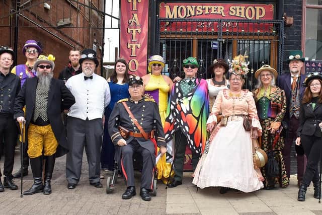 Members of Mansfield steampunk alliance in the town.