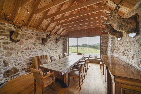 This grand dining room offers views to the surrounding countryside
