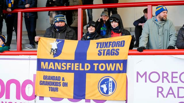 Mansfield Town fans at the 1-1 draw with Morecambe.