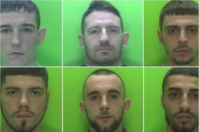The six men found guilty of the murder of Ross Ball: Shaun Buckley (top left), Garry Cooper (top centre), Anthony Daw (top right), Jake Honer (bottom left), Matthew Jones (bottom centre), John McDonald (bottom right)