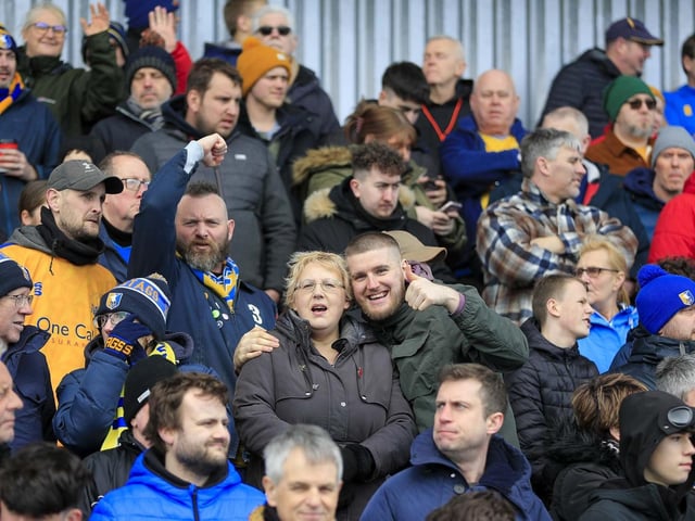 Mansfield Town fans ahead of the draw with Colchester United.