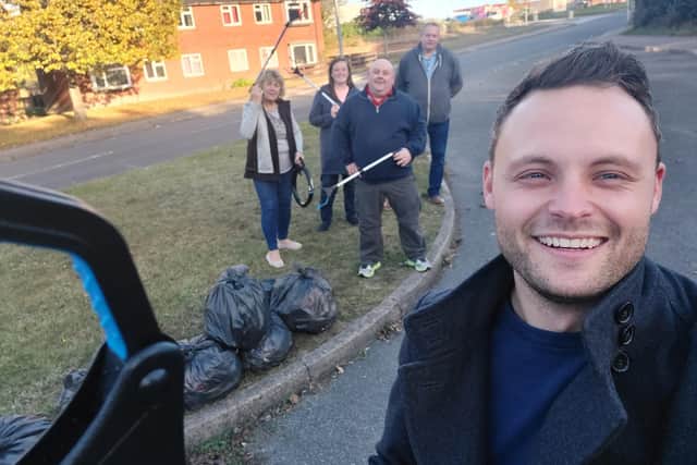 Ben Bradley MP on a litter pick in Mansfield