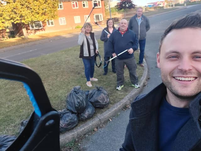 Ben Bradley MP on a litter pick in Mansfield