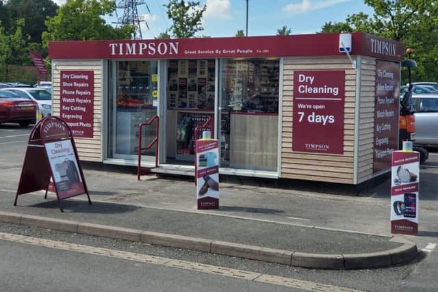 A typical Timpson retail pod, offering dry cleaning and a range of other services.