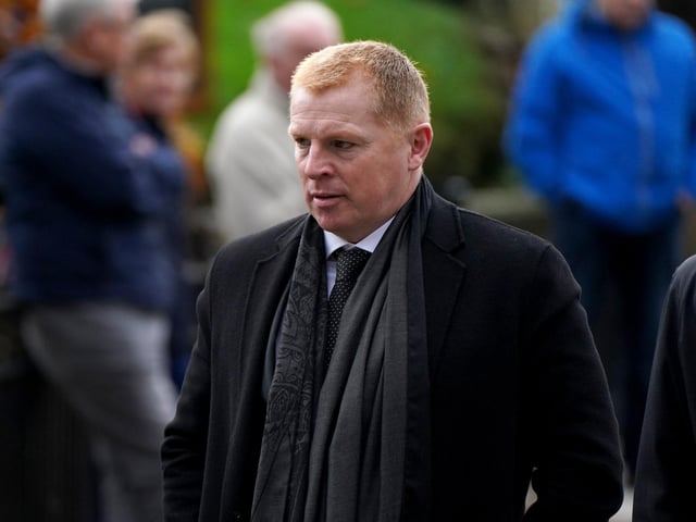 Former Celtic manager Neil Lennon attends the memorial service at Glasgow Cathedral.