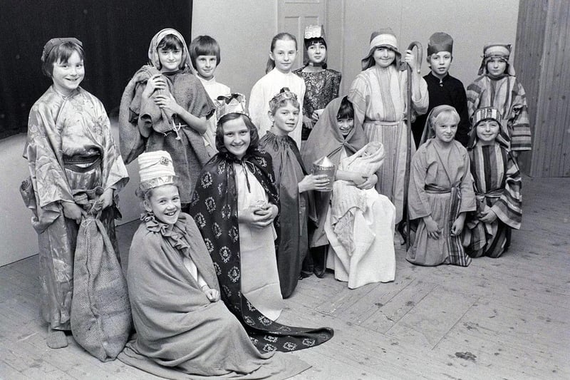 Pupils from Saville House School in their nativity from 1980.