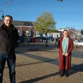 Coun Matthew Relf, Ashfield Council executive lead member for regeneration and corporate transformation, and Coun Samantha Deakin, executive lead member for parks, town centres and environmental services, in Sutton town centre.