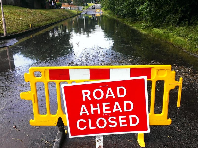 Flooding on Jubilee Way, Mansfield, in 2014