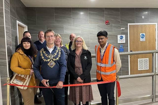 Mayor opens the Four Seasons facility with council staff, Four Seasons and Tanbry Construction