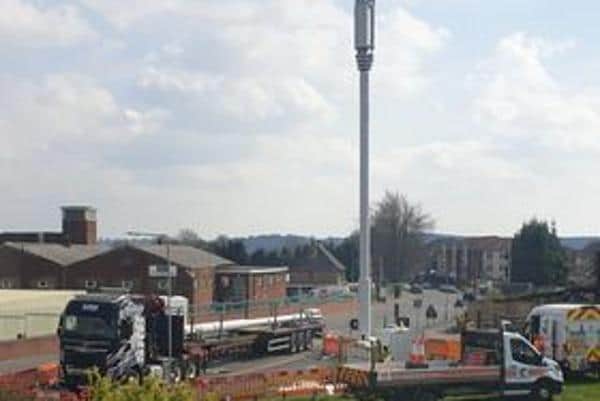 The mast has been put up just metres from their homes.