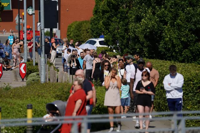 Huge queues form at Ikea.  June 01 2020.