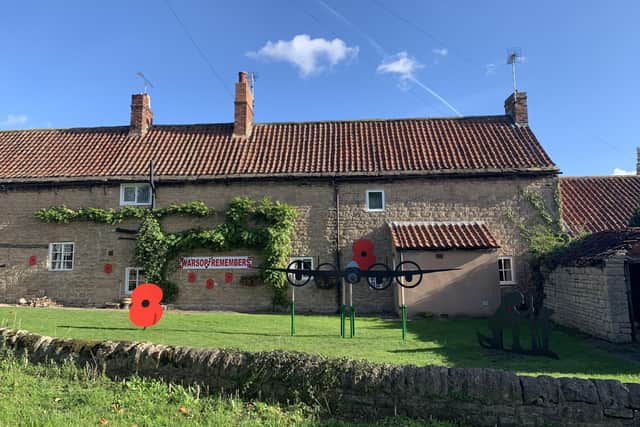 Part of Warsop's poppy display, across from St Peter and St Paul's Church, Church Warsop.