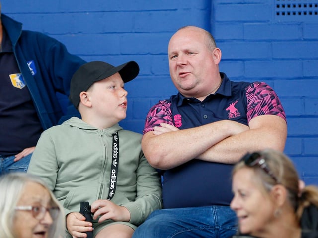 Mansfield Town fans ahead of kick-off at Boundary Park.