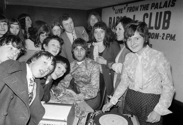 DJ Johnnie Walker and Radio 1 Club attendees at Mansfield Palais, 1970.