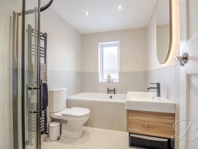 The bathroom is the perfect place to unwind after a busy day and is finished with a range of modern fixtures and fittings.
