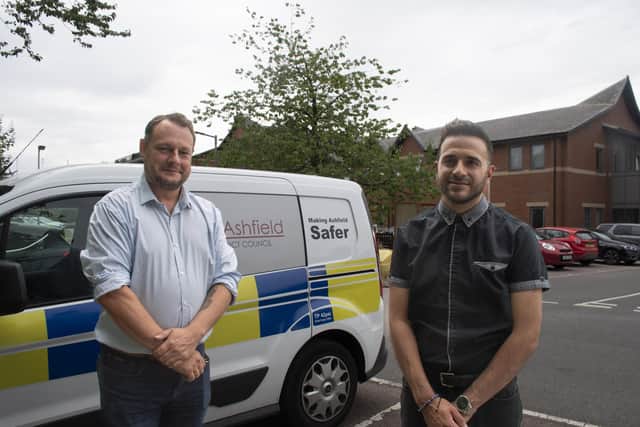 Coun Jason Zadrozny with Antonio Taylor, community safety manager at Ashfield District Council