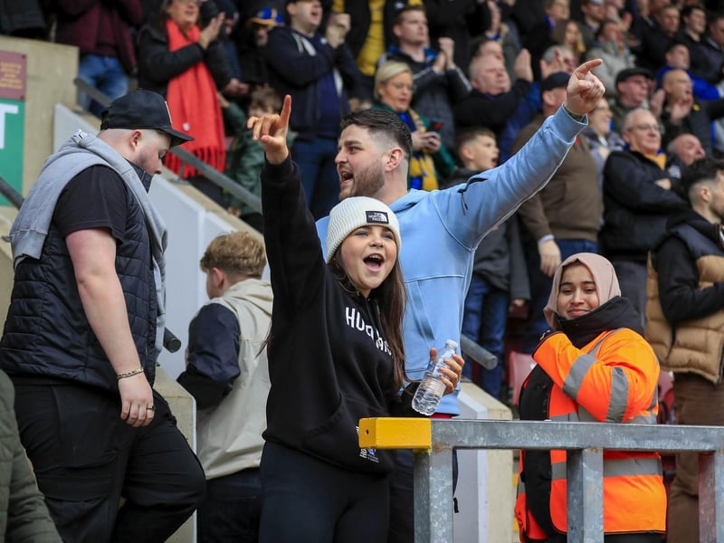 Mansfield Town fans ahead of the big win at Bradford.