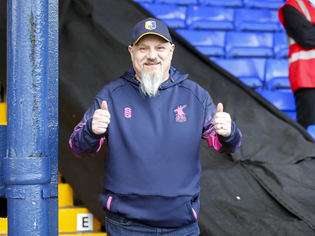 Mansfield Town fans ahead of kick-off at Stockport County.