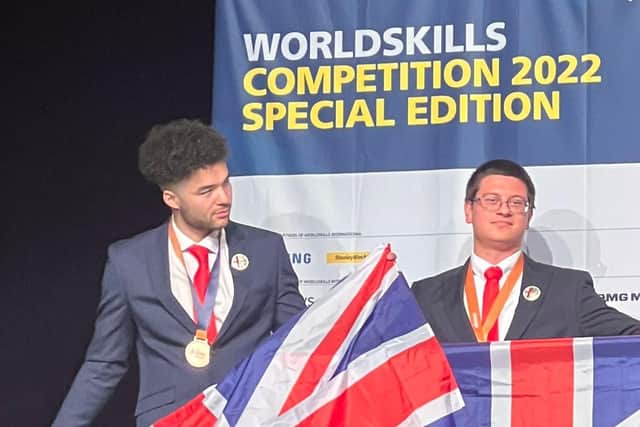 Liam Whitby (left) and Kamil Zmich with their medals at the final.