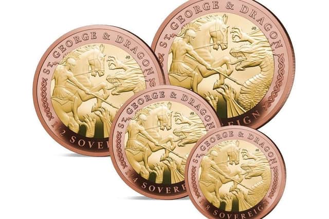 World’s first bi-metallic sovereign coins depict modern take on St George slaying the dragon myth