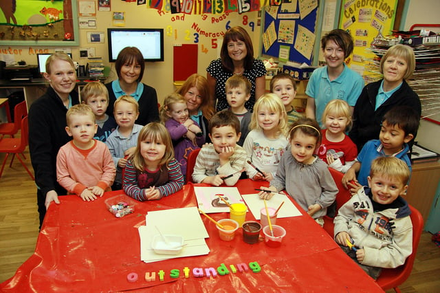 Pupils and staff celebrate at Little Oaks Nursery in Kimberley, as they receive an outstanding Ofsted.
