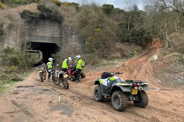 Off-road bikers are stopped by the Newark and Sherwood police team during Operation Reacher.