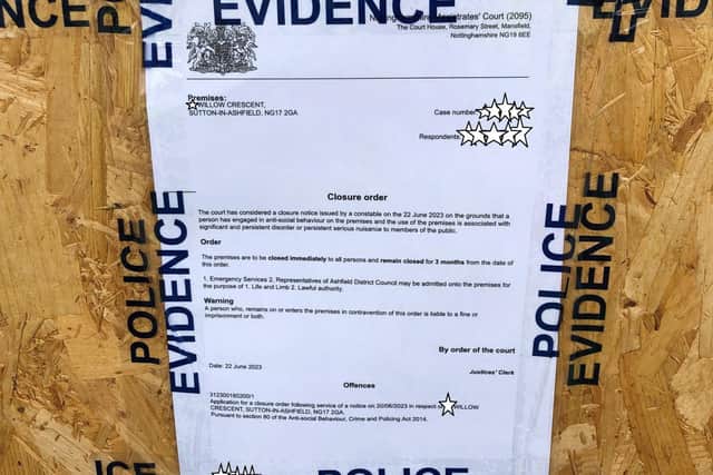 Police have secured a closure order on a property in Sutton. Photo: Nottinghamshire Police