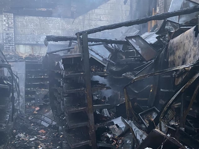 Pictures from firefighters show the extent of the damage, with the roof gone.