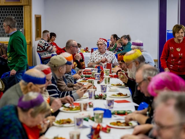 Enjoying a Christmas dinner