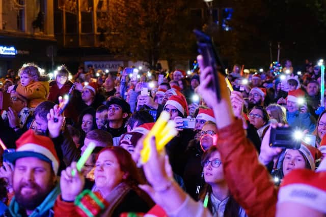 Crowds flocked to Mansfield's Christmas lights switch-on.