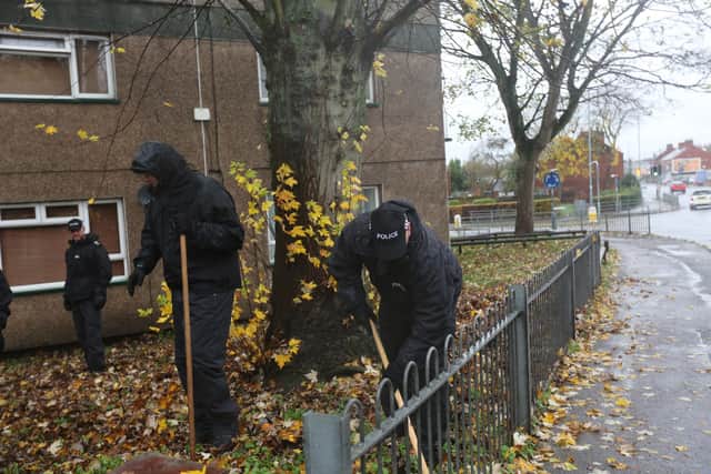 Police carrying out a knife sweep during Operation Sceptre.