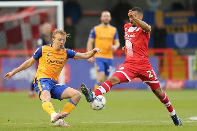 George Lapslie in action during Stags' 2-1 win at Crawley Town in November.