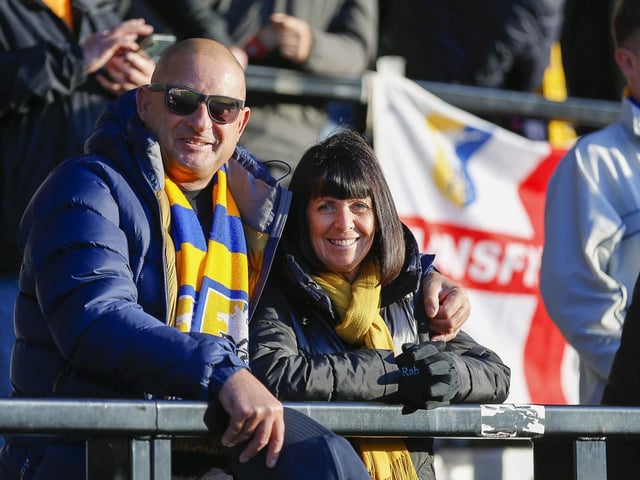 Mansfield Town fans ahead of the win over Salford.